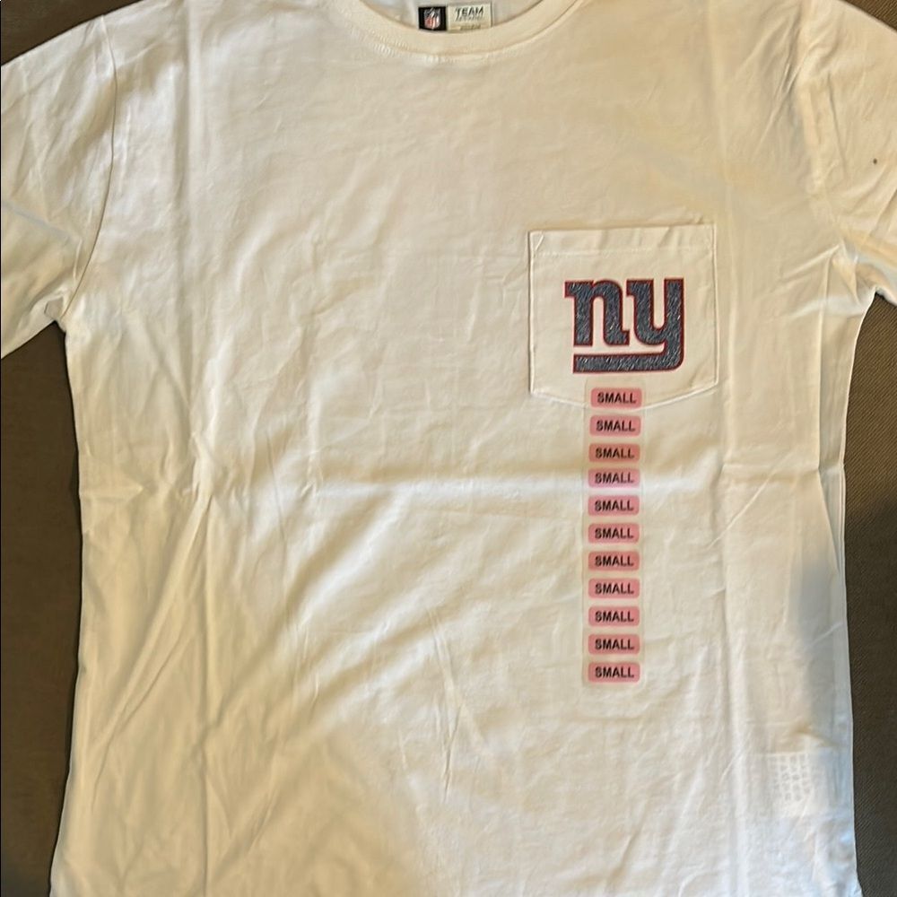 NFL White Tee with Blue and Red NY Pocket Logo